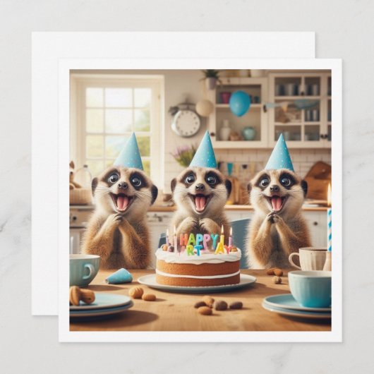 ケーキ祝と盛り上がったメルカツの誕生日 招待状 (正面/裏面)