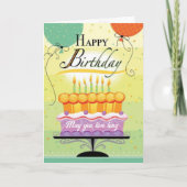 ケーキ祝キャンドルとバルーン誕生日カード カード (正面)