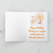 ケーキ祝キャンドルとバルーン誕生日カード カード (内部)