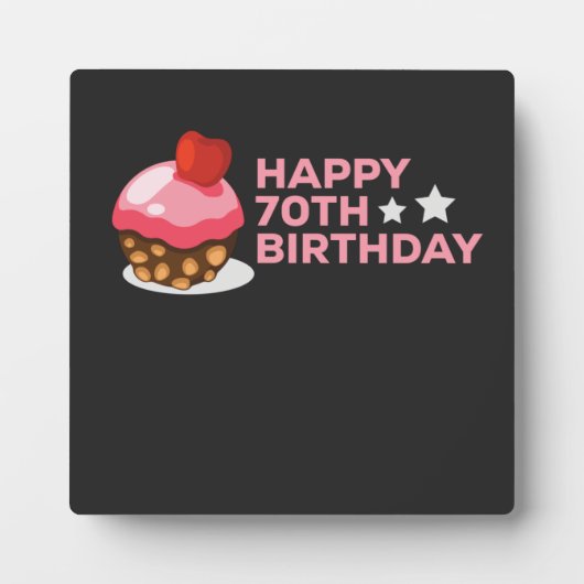 ケーキ祝付き70歳の誕生日デザイン フォトプラーク (正面)