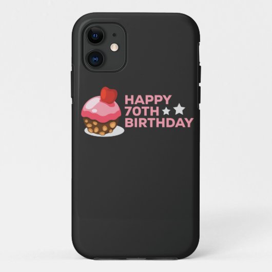 ケーキ祝付き70歳の誕生日デザイン Case-Mate iPhoneケース (裏面)
