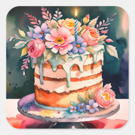 ケーキ結婚のシール スクエアシール