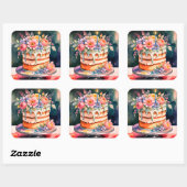 ケーキ結婚のシール スクエアシール (シート)