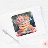 ケーキ結婚のシール スクエアシール (封筒)