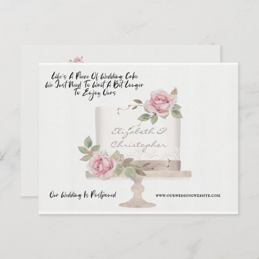 ケーキ結婚の日付おもしろいの変更が延期 ポストカード (正面/裏面)