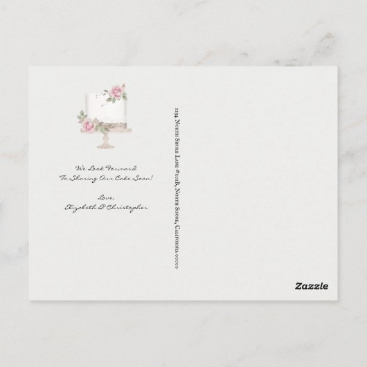 ケーキ結婚の日付おもしろいの変更が延期 ポストカード (裏面)