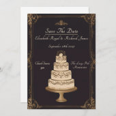 ケーキ結婚を思い出す結婚日 招待状 (正面/裏面)