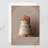 ケーキ結婚を思い出す結婚日 招待状 (正面/裏面)