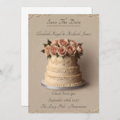 ケーキ結婚を思い出す結婚日 招待状 (正面/裏面)