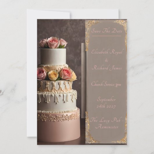 ケーキ結婚を思い出す結婚日 招待状 (正面)