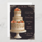 ケーキ結婚を思い出す結婚日 招待状 (正面/裏面)
