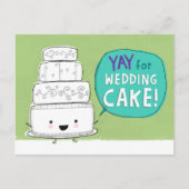ケーキ結婚を食べよう！おもしろい結婚発表 案内ポストカード (正面)