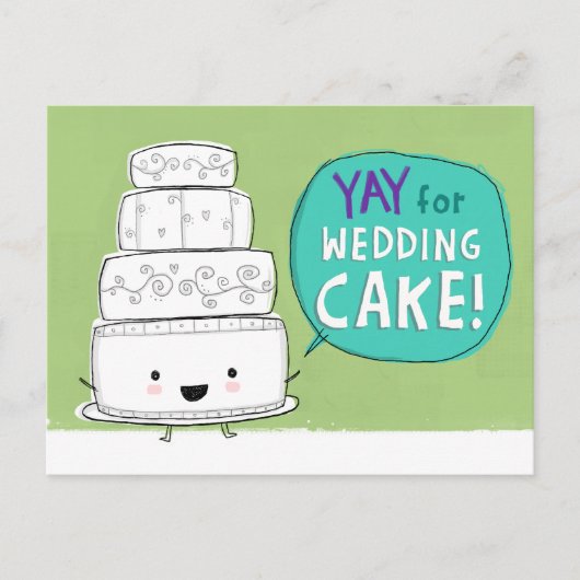 ケーキ結婚を食べよう!おもしろい結婚発表 案内ポストカード (正面)