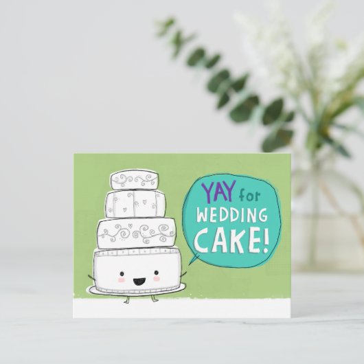 ケーキ結婚を食べよう!おもしろい結婚発表 案内ポストカード (スタンド正面)