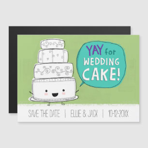 ケーキ結婚を食べよう!日付ユーモアのあるの保存 マグネット招待状
