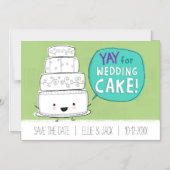 ケーキ結婚を食べよう!日付ユーモアのあるの保存 マグネット招待状 (正面)