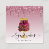 ケーキ結婚グリッタードリップブルゴーニュベーカリー スクエア名刺 (正面)