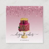 ケーキ結婚グリッタードリップブルゴーニュベーカリー スクエア名刺 (正面)