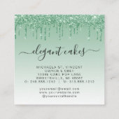 ケーキ結婚グリッタードリップミントグリーンベーカリー スクエア名刺 (裏面)