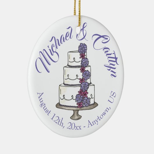 ケーキ結婚ブライダルシャワー記念日 セラミックオーナメント (右)