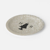 ケーキ結婚ングモノグラム ペーパープレート (アングル)