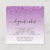 ケーキ結婚ーグリッタードリップパープルベーカリー スクエア名刺 (裏面)
