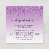 ケーキ結婚ーグリッタードリップパープルベーカリー スクエア名刺 (裏面)