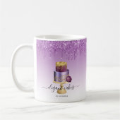 ケーキ結婚ーグリッタードリップパープル金ゴールドベーカリー コーヒーマグカップ (左)