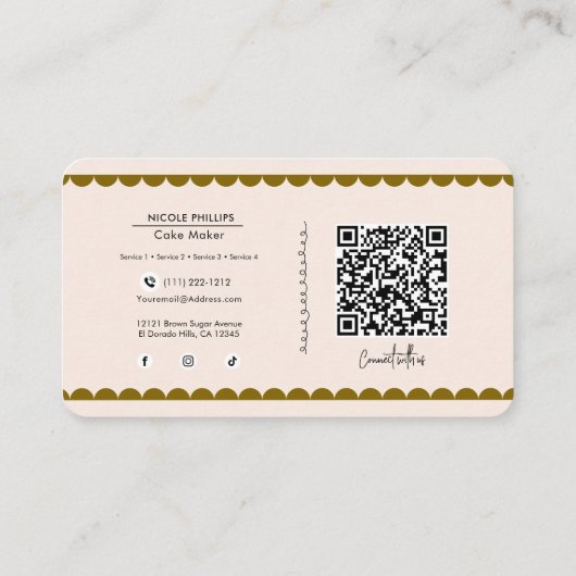 ケーキ結婚ーベーカリーソーシャルメディアつながりQR 名刺 (裏面)