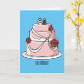 ケーキ結婚ー漫画イラストレーション カード (黄色い花)