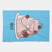 ケーキ結婚ー漫画イラストレーション キッチンタオル (横)