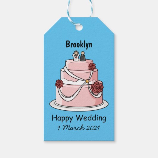 ケーキ結婚ー漫画イラストレーション ギフトタグ (正面)