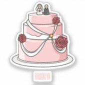 ケーキ結婚ー漫画イラストレーション シール (正面)