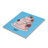 ケーキ結婚ー漫画イラストレーション タイル (側面)