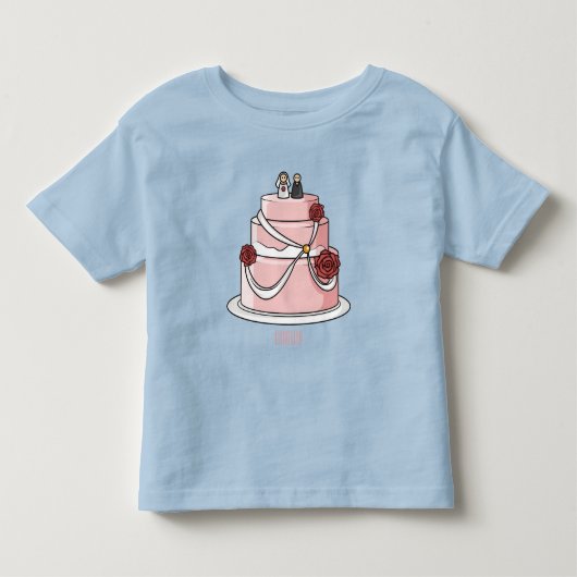 ケーキ結婚ー漫画イラストレーション トドラーTシャツ (正面)