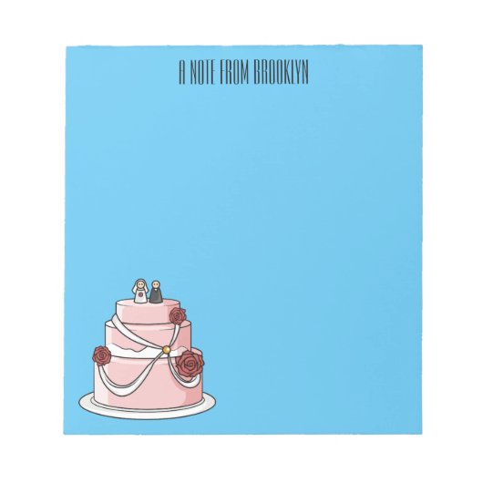 ケーキ結婚ー漫画イラストレーション ノートパッド (正面)