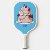 ケーキ結婚ー漫画イラストレーション ピックルボールラケット (裏面)