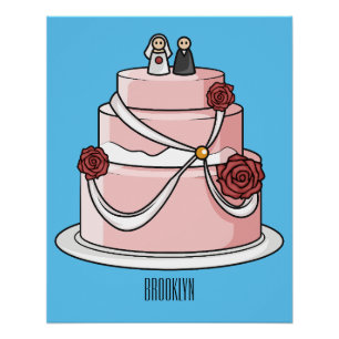 ケーキ結婚ー漫画イラストレーション ポスター