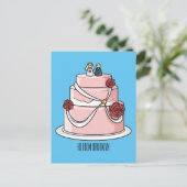 ケーキ結婚ー漫画イラストレーション ポストカード (スタンド正面)