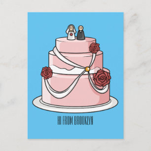 ケーキ結婚ー漫画イラストレーション ポストカード