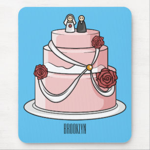 ケーキ結婚ー漫画イラストレーション マウスパッド
