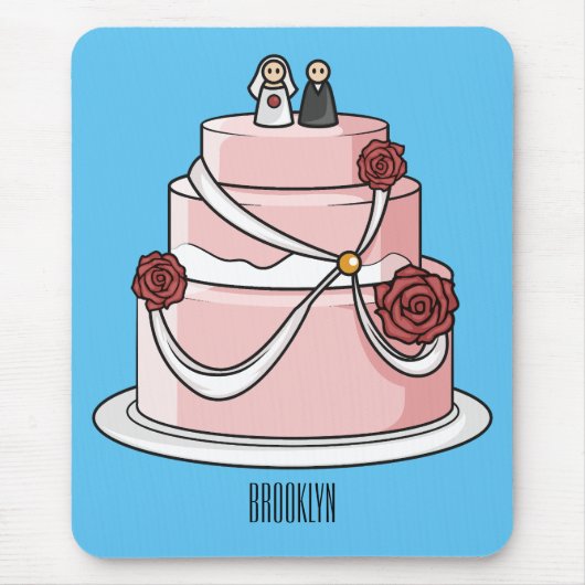 ケーキ結婚ー漫画イラストレーション マウスパッド (正面)