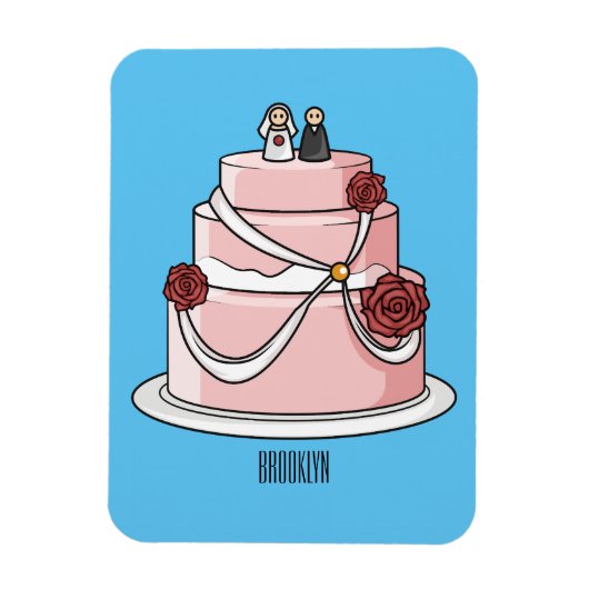 ケーキ結婚ー漫画イラストレーション マグネット (縦)