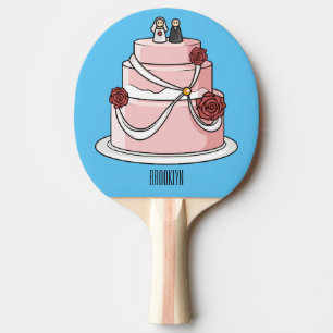 ケーキ結婚ー漫画イラストレーション 卓球ラケット