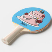 ケーキ結婚ー漫画イラストレーション 卓球ラケット (正面アングル)