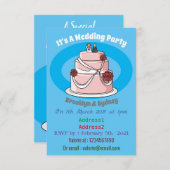 ケーキ結婚ー漫画イラストレーション 招待状 (正面/裏面)