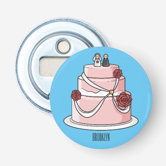 ケーキ結婚ー漫画イラストレーション 栓抜き (正面)