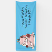 ケーキ結婚ー漫画イラストレーション 横断幕 (縦)