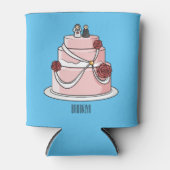 ケーキ結婚ー漫画イラストレーション 缶クーラー (正面)