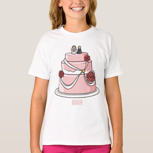 ケーキ結婚ー漫画イラストレーション Tシャツ (正面)